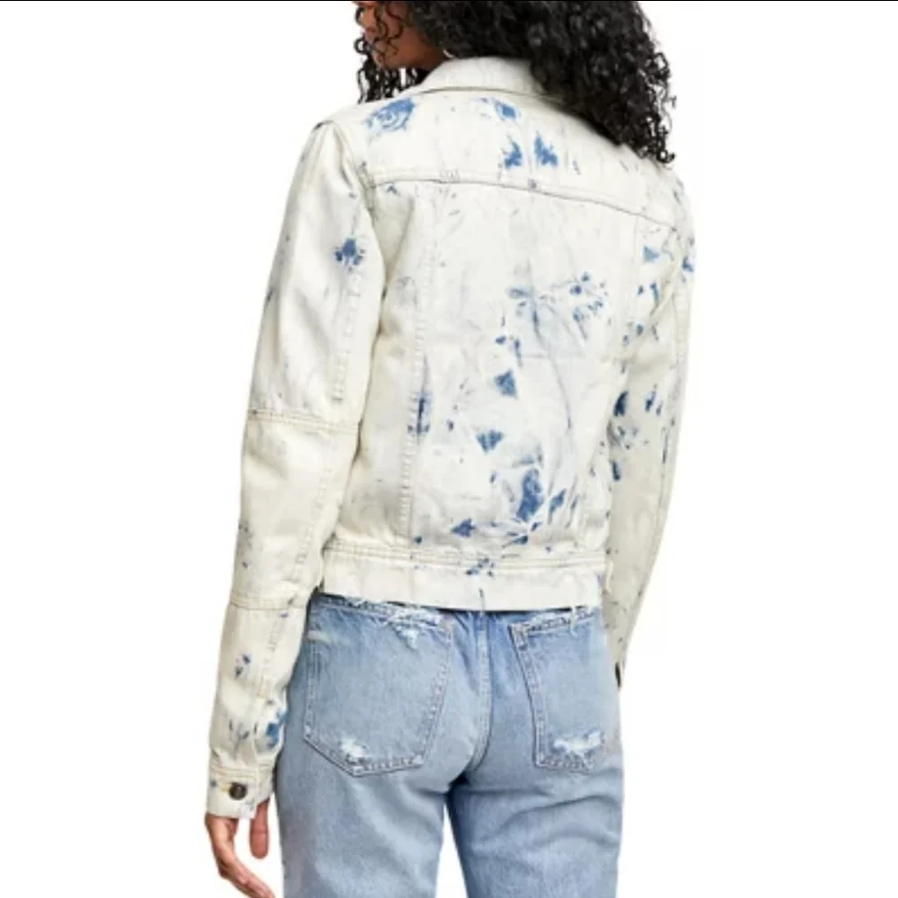 Free People Rumors Acid Wash Tie Dye Denim Trucker Jacket Size Small NWT!